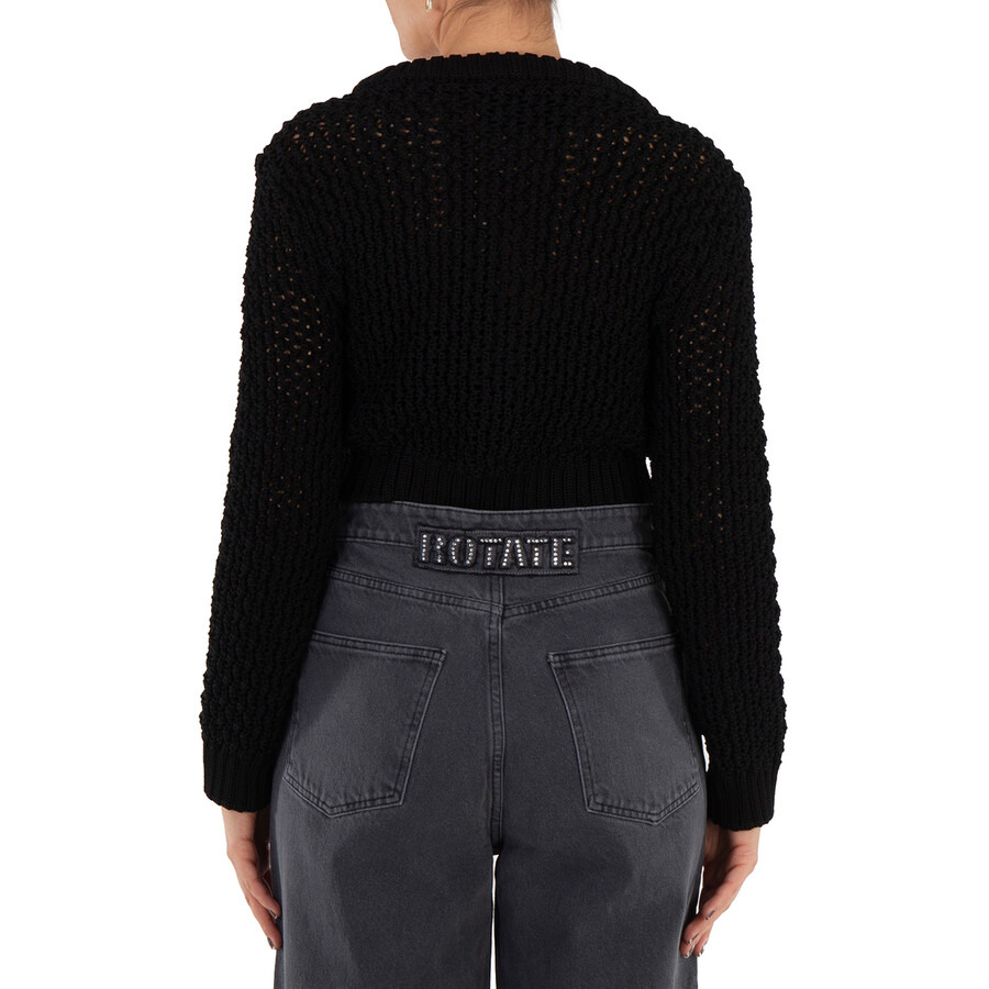 Rotate Black Chunky-Knit Cropped Cardigan - 6