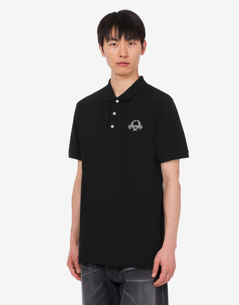 Moschino COTTON PIQUE POLO SHIRT LAUREL CROWN outlook
