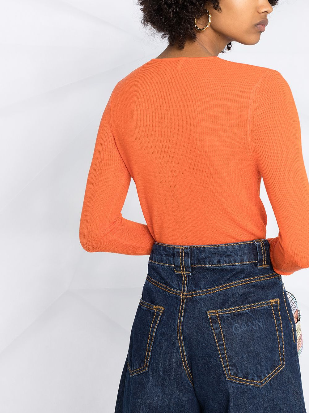 lace-up merino top - 3