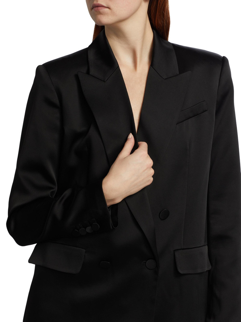 Women's Norah Satin Double-Breasted Blazer - Black 6