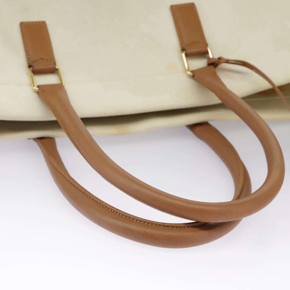 CELINE Horizontalkava Tote Bag Canvas White Gold - 7