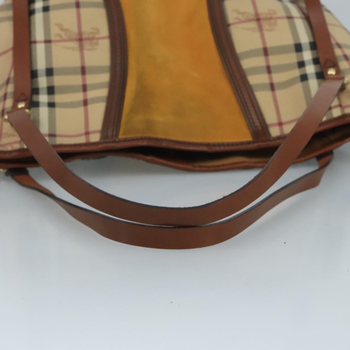 Burberry Nova Check Shoulder Bag Pvc Suede Beige Brown Gold - 7