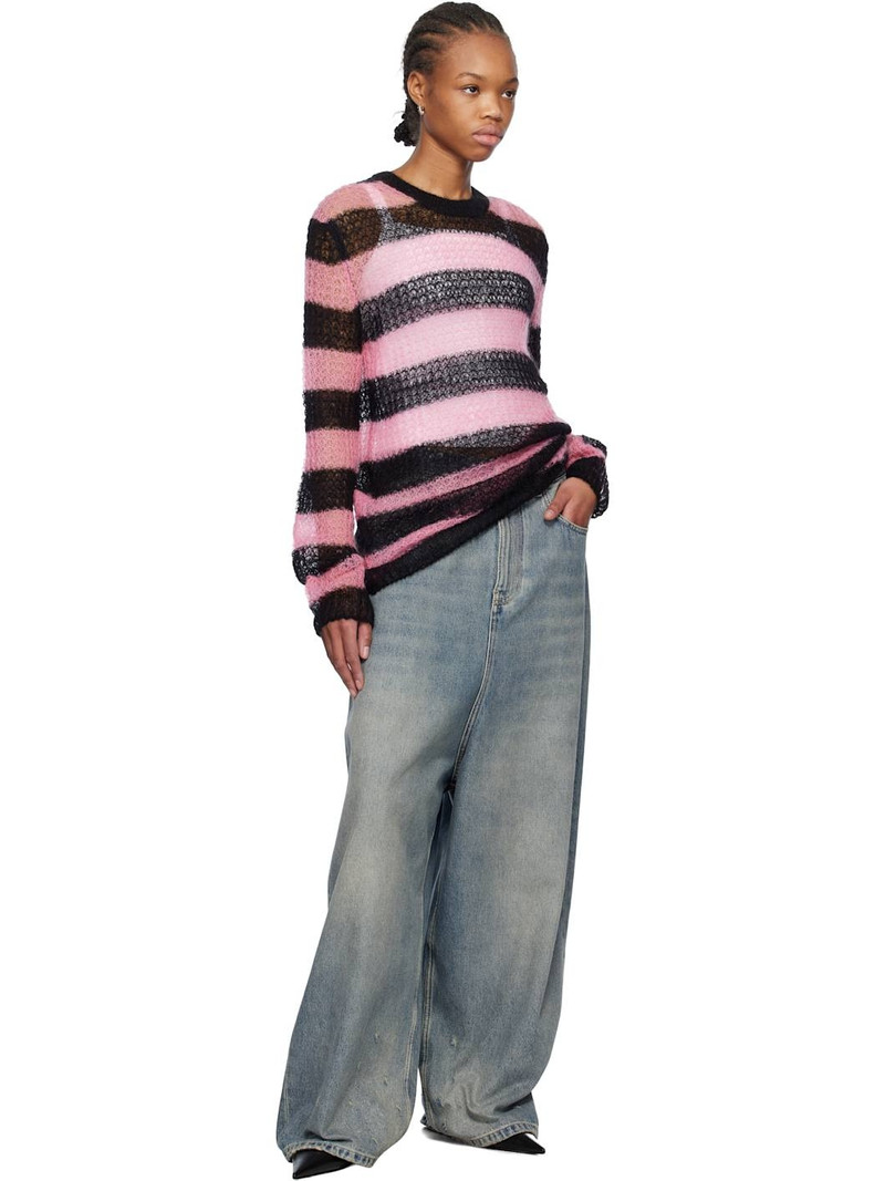 We11done Pink & Black Striped Knit Sweater outlook