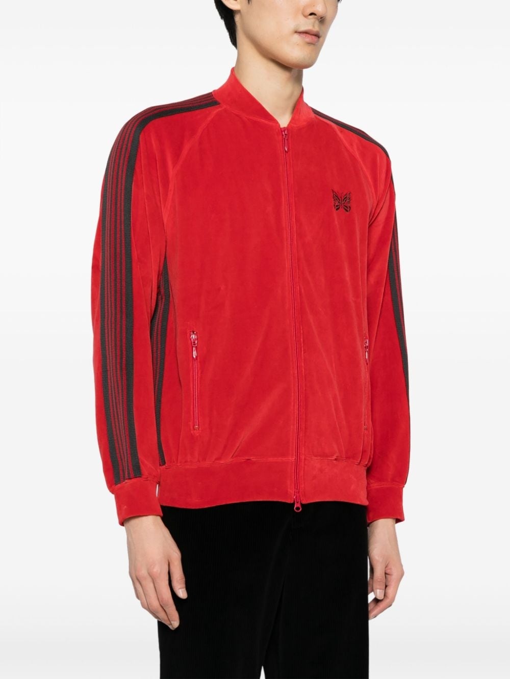 zip-up velour track jacket - 3