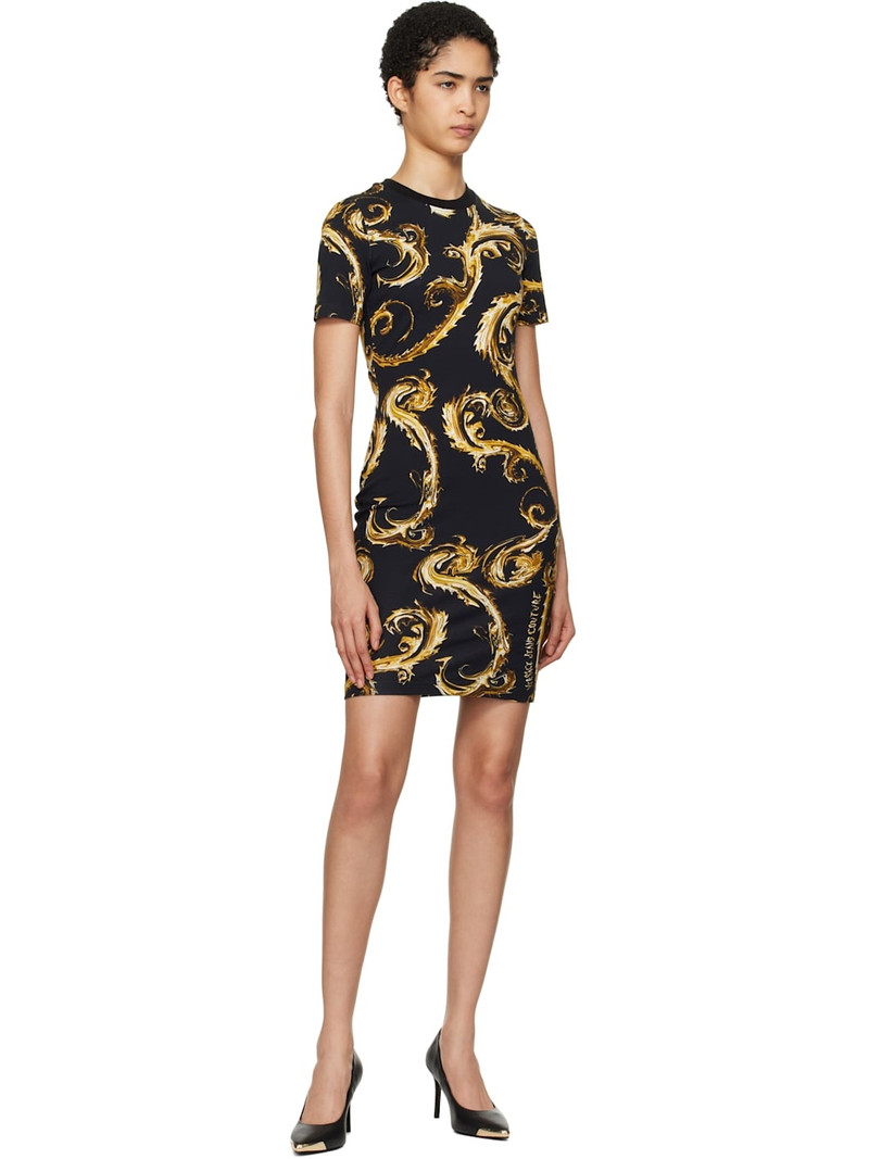 VERSACE JEANS COUTURE Black Chromo Couture T-Shirt Minidress outlook