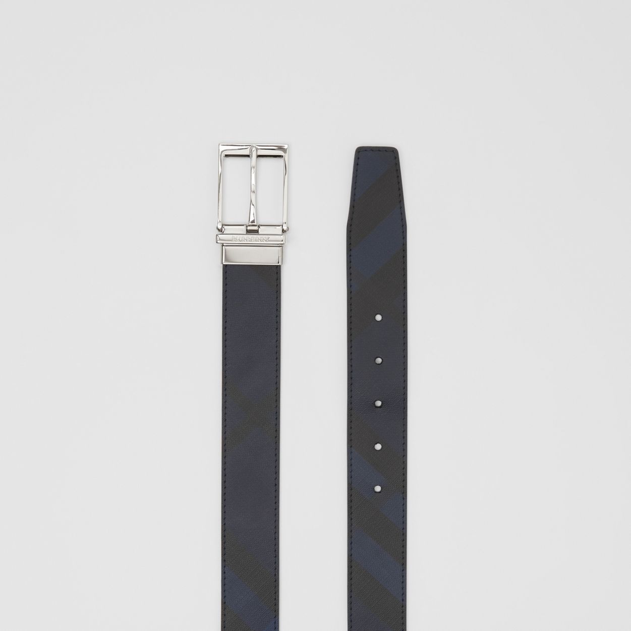 Reversible London Check and Leather Belt - 9