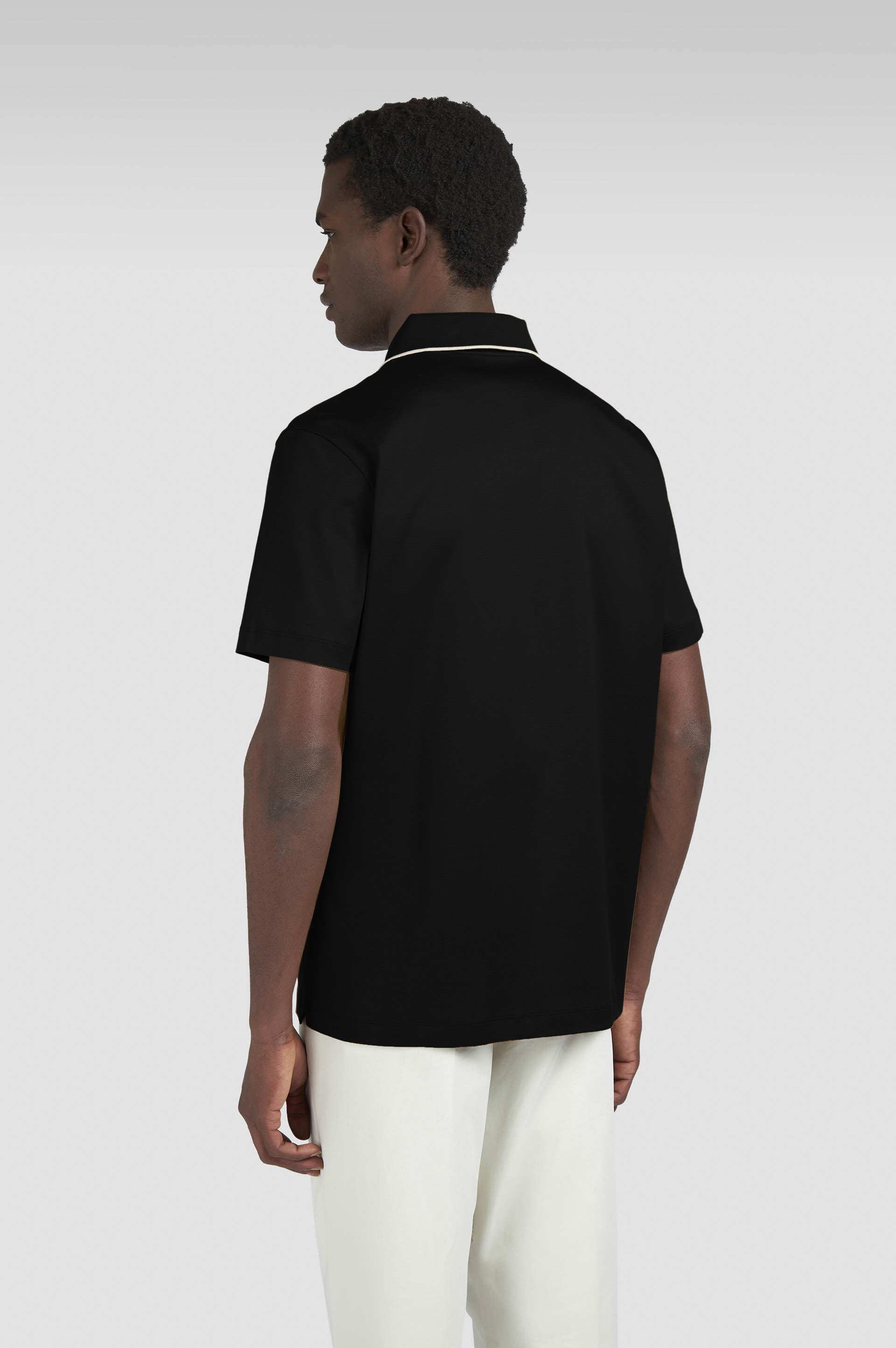 AQUA TOUCH COTTON POLO SHIRT WITH MICRO PATTERN DETAIL ON THE COLLAR - 3