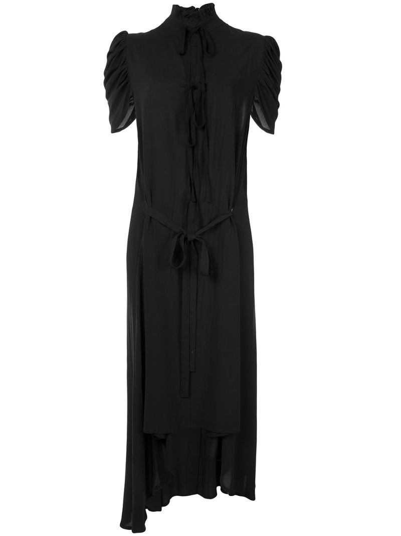 ruffled neck asymmetric dress - 1