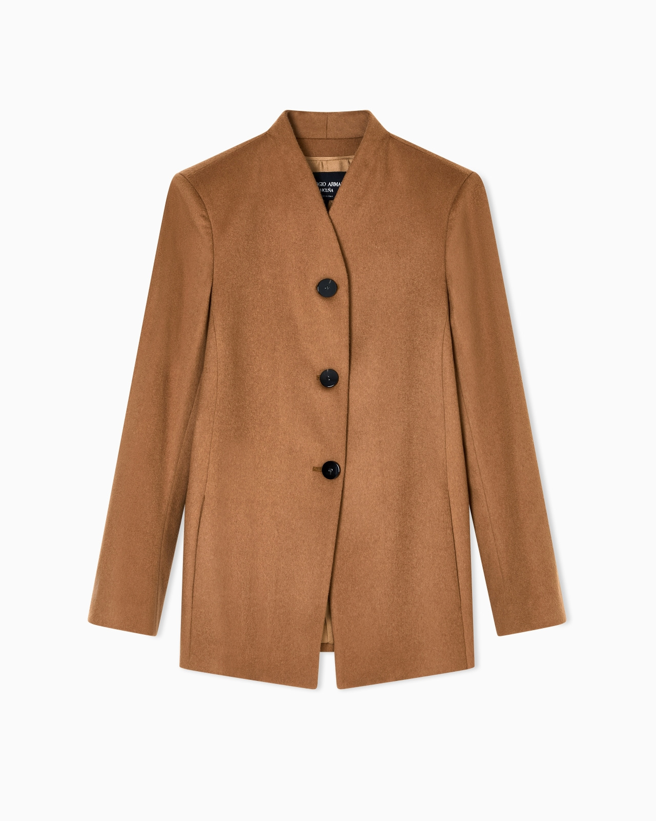 SINGLE-BREASTED JACKET IN VICUÑA WOOL - 1