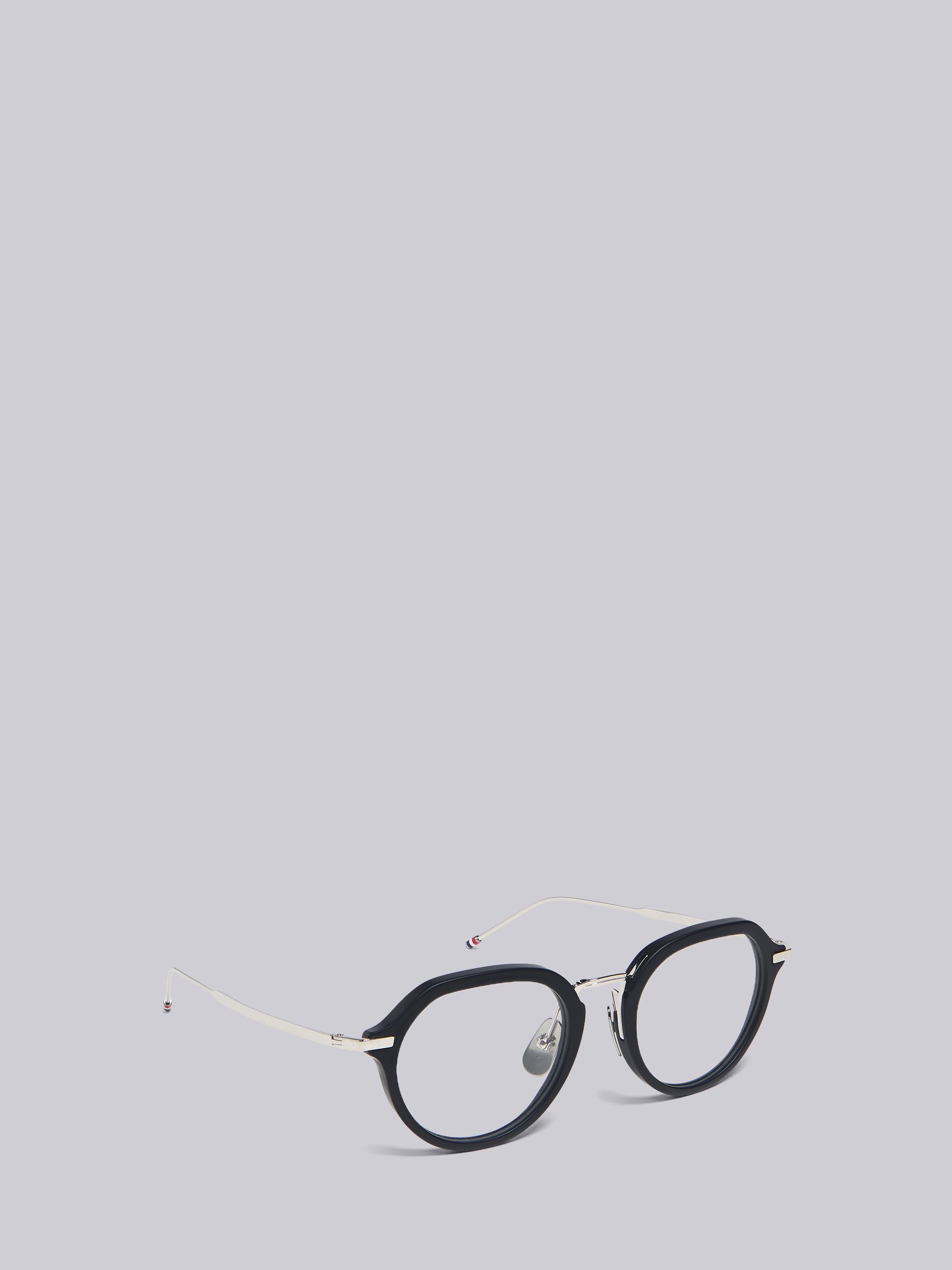 TB421 - Matte Navy and Silver Clubmaster Eyeglasses - 4