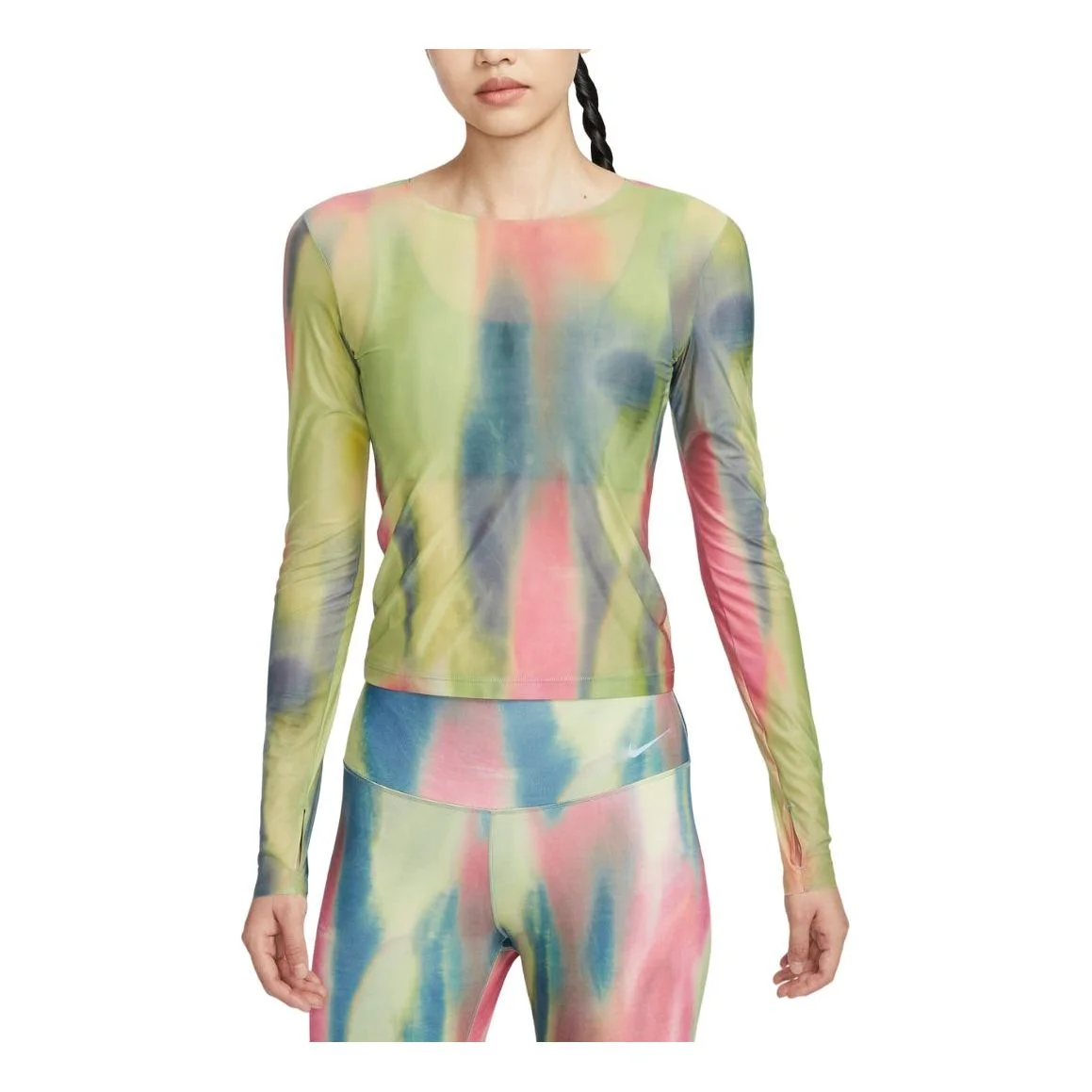 (WMNS) Nike Artist Collection Dri-FIT Long Sleeve Sheer Printed T-shirt Asia Sizing 'Aster Pink Blac - 1