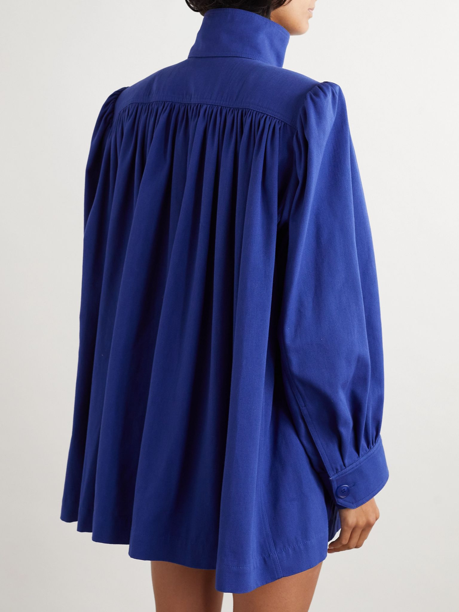 Gathered cotton-canvas jacket Blue - 4