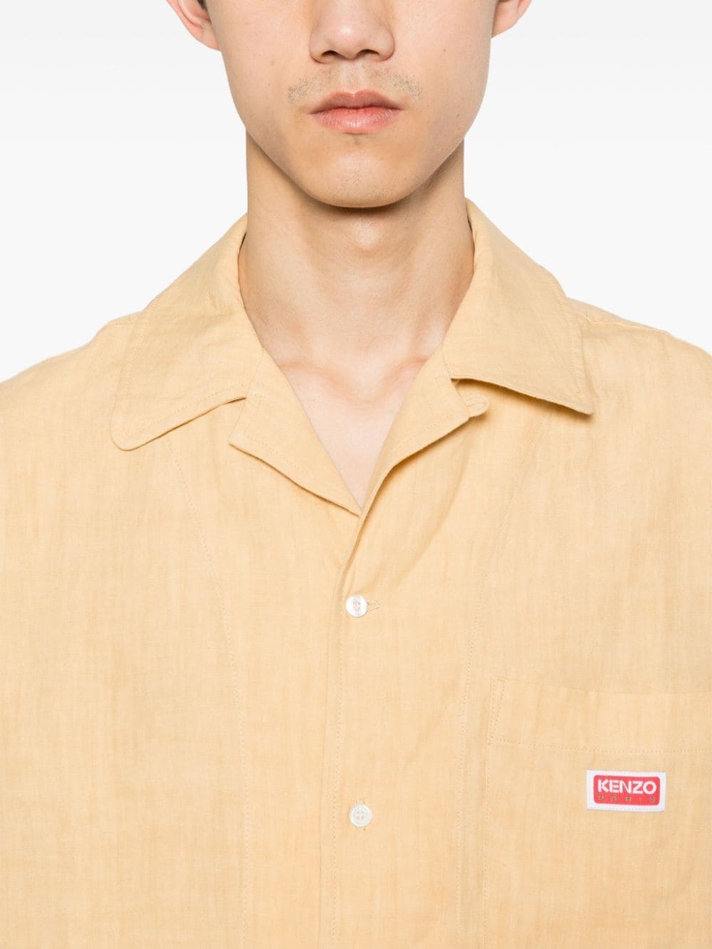 logo-appliquÃ© linen oversized shirt - 5