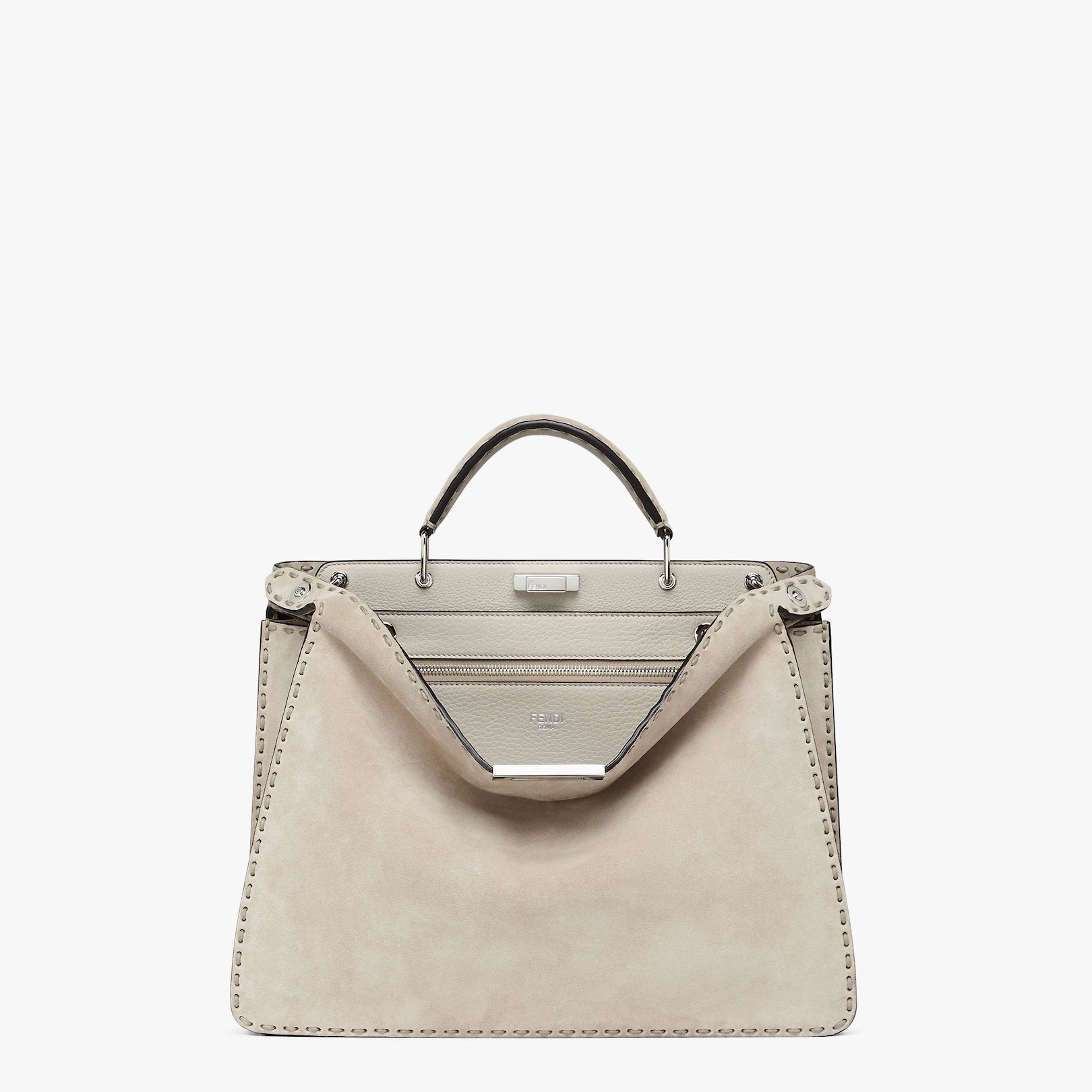 Beige suede and Cuoio Romano leather bag - 1
