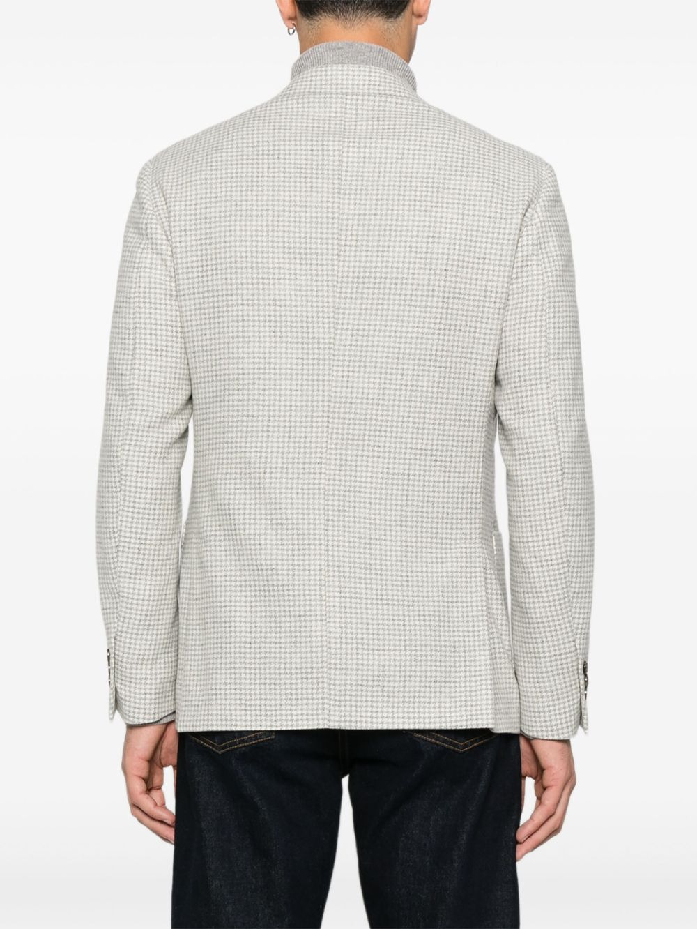 checked-pattern blazer - 4
