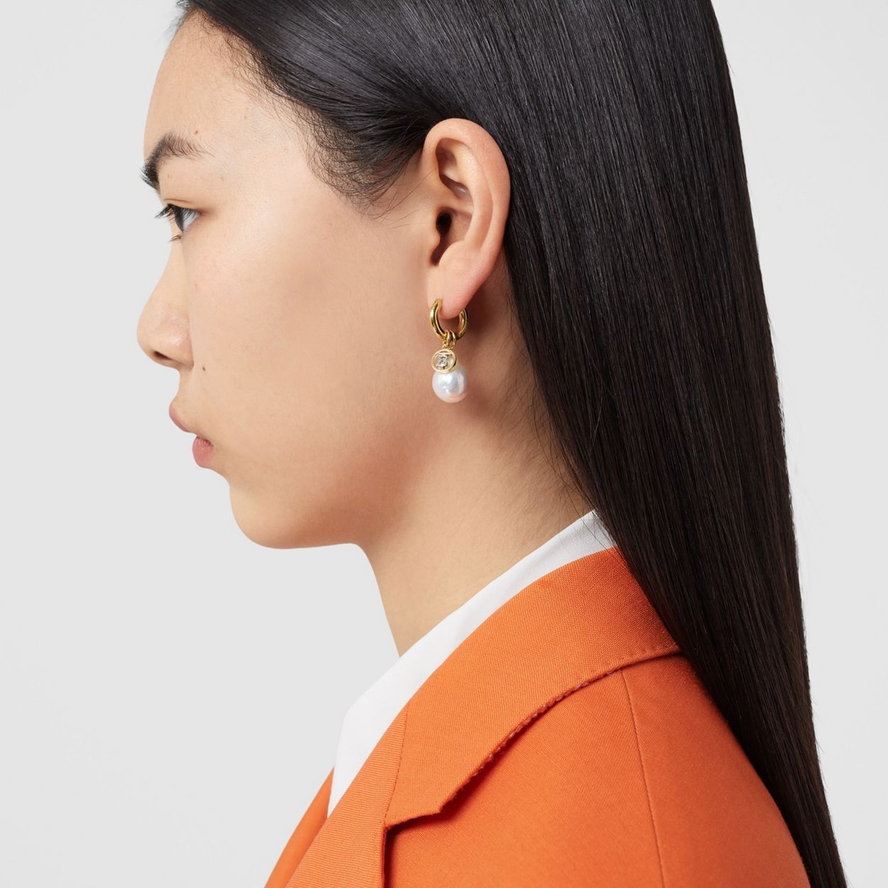 Pearl Detail Gold-plated Hoop Earrings - 3