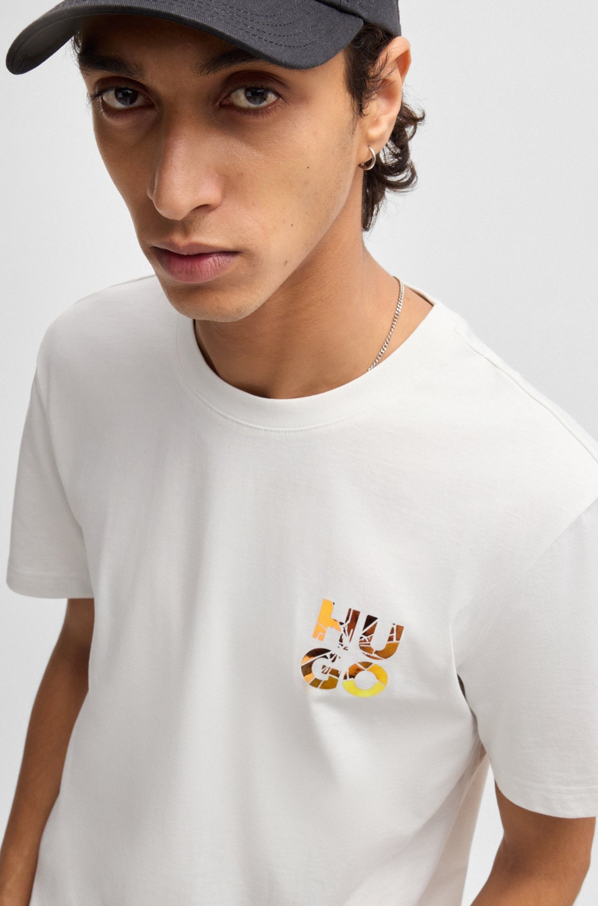 COTTON-JERSEY T-SHIRT WITH STACKED-LOGO PRINT - 3
