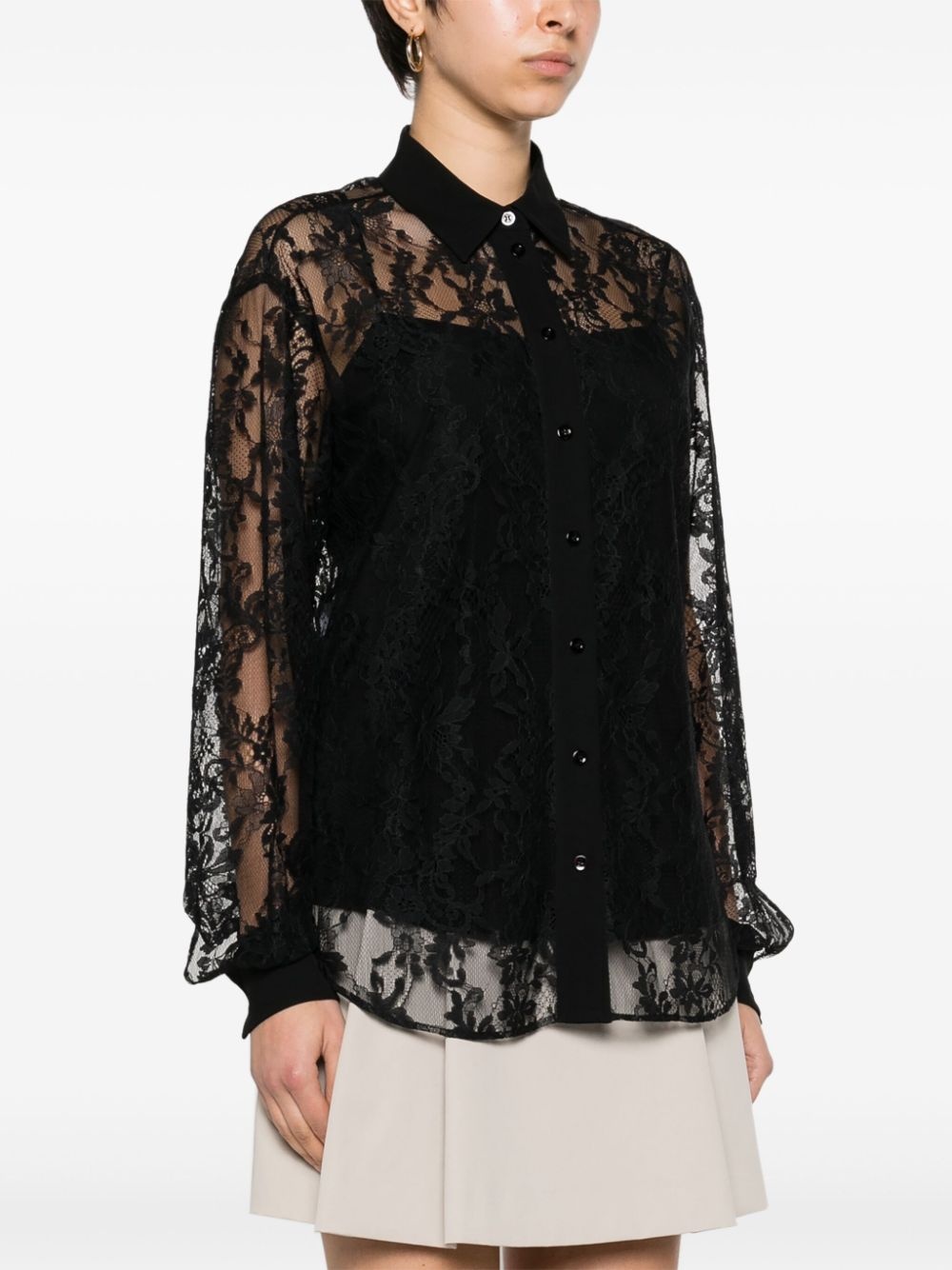 floral-lace button-up shirt - 3