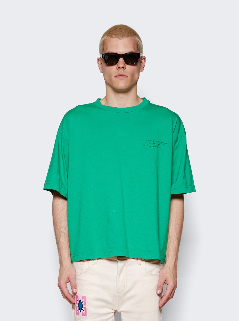 Handwritten Embroidered T-Shirt Green - 3