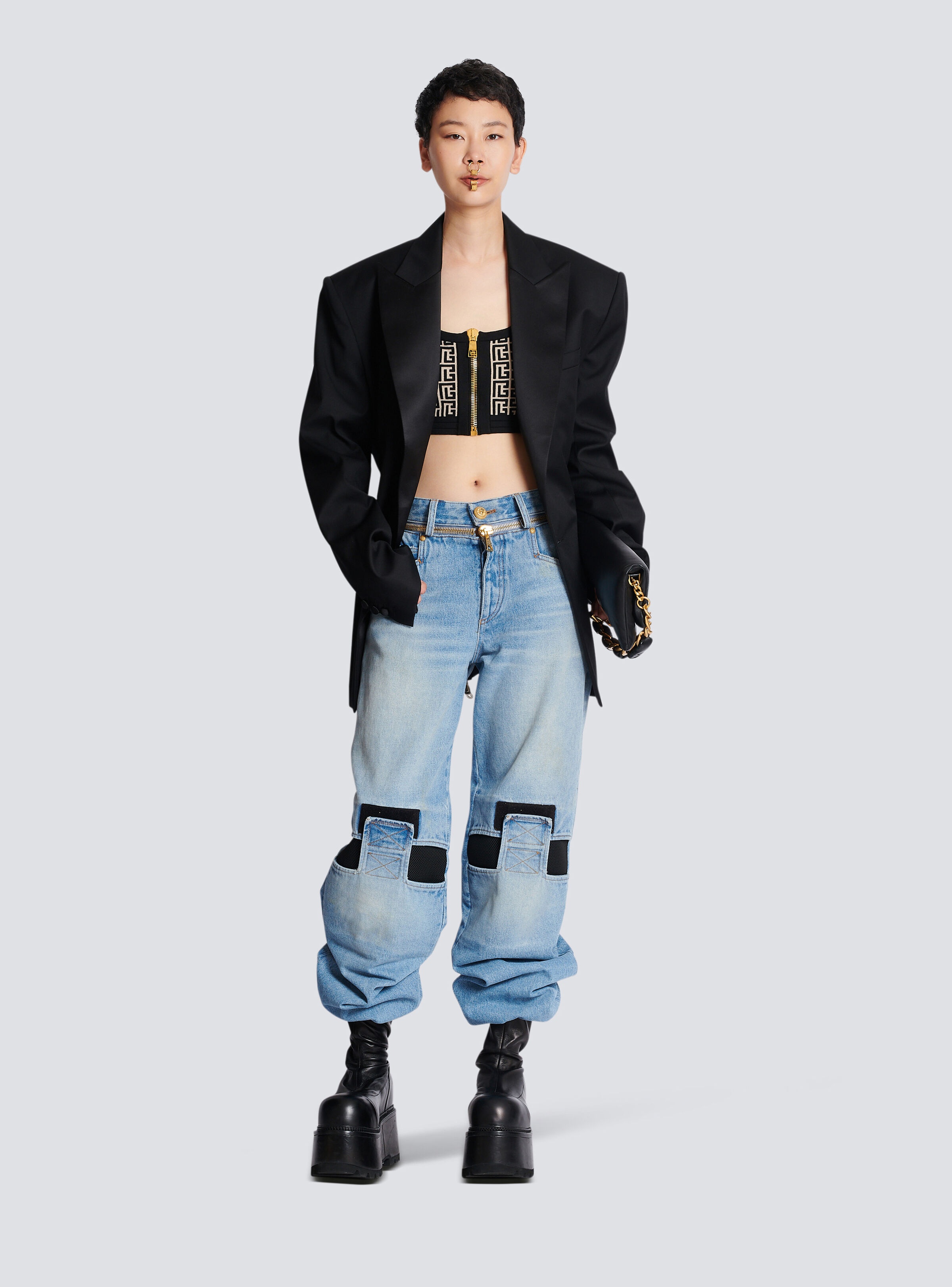 Wide-leg jeans with technical yoke - 2