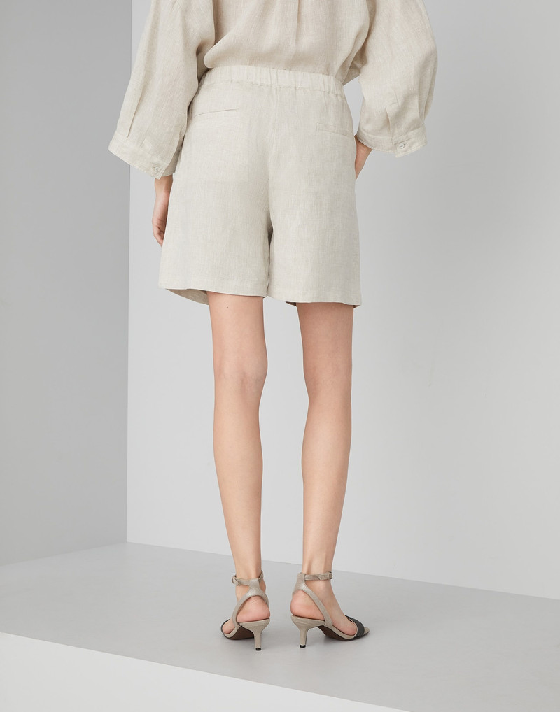 Brunello Cucinelli Lessivé linen baggy shorts outlook