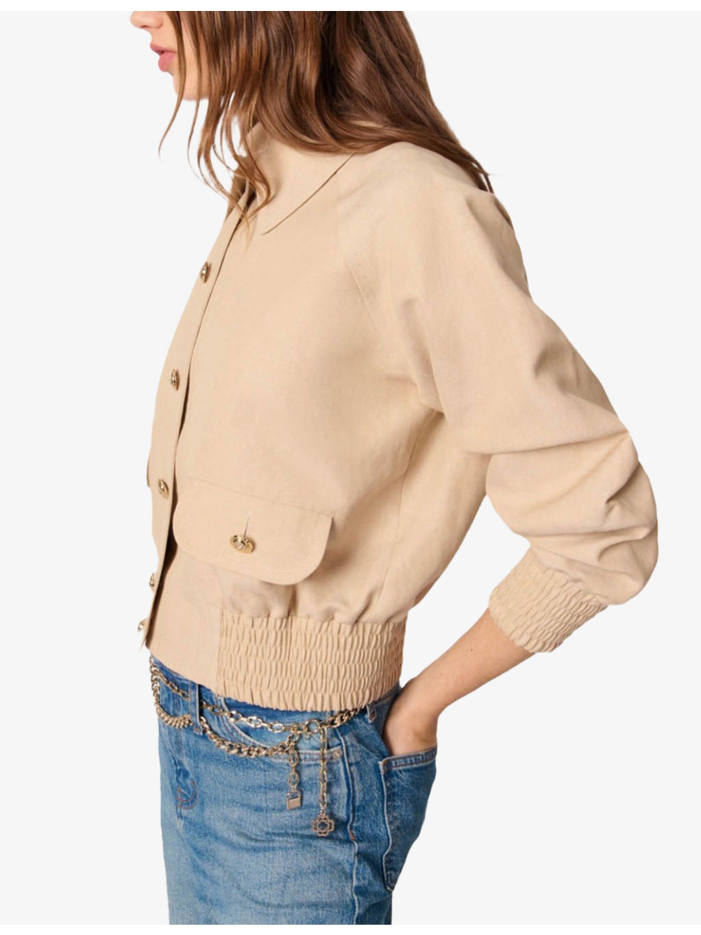 Cropped Linen and Cotton-Blend Woven Bomber Jacket - 3