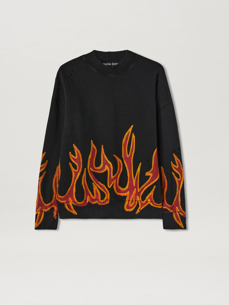 GARMENT DYE GRAFFITI FLAMES SWEATSHIRT - 1