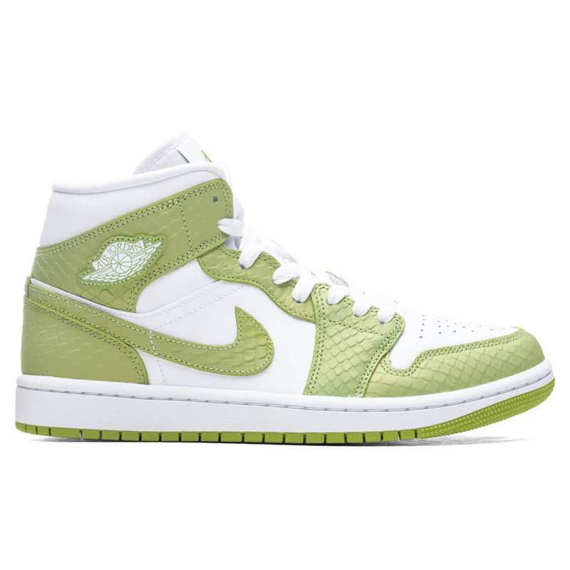AIR JORDAN 1 MID SE WOMEN'S - WHITE/VIVID GREEN/WHITE - 1