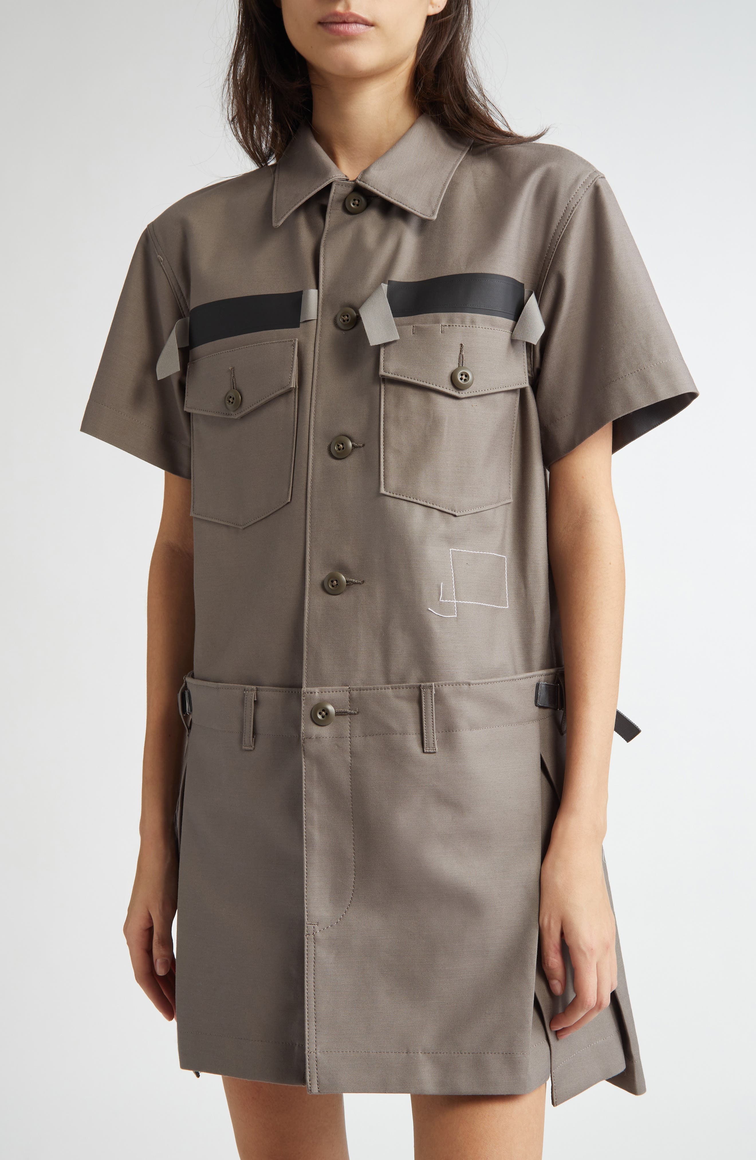 Sacai Cotton Cargo Dress in Taupe at Nordstrom - 4