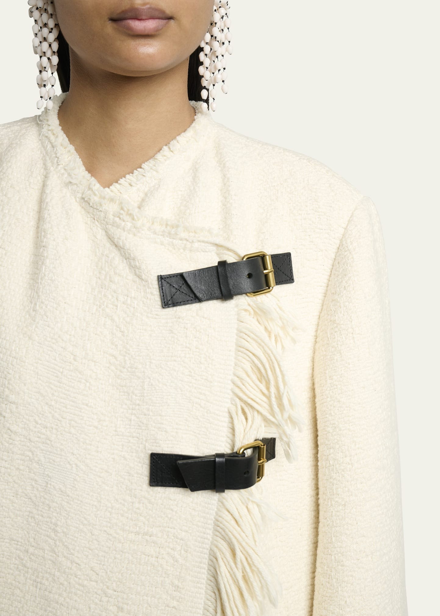 Gameia Long Fringe-Trim Linen Coat - 5