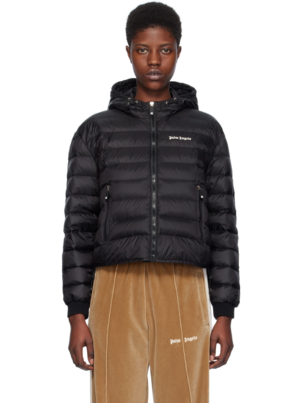 Black Quilted Down Jacket - 1