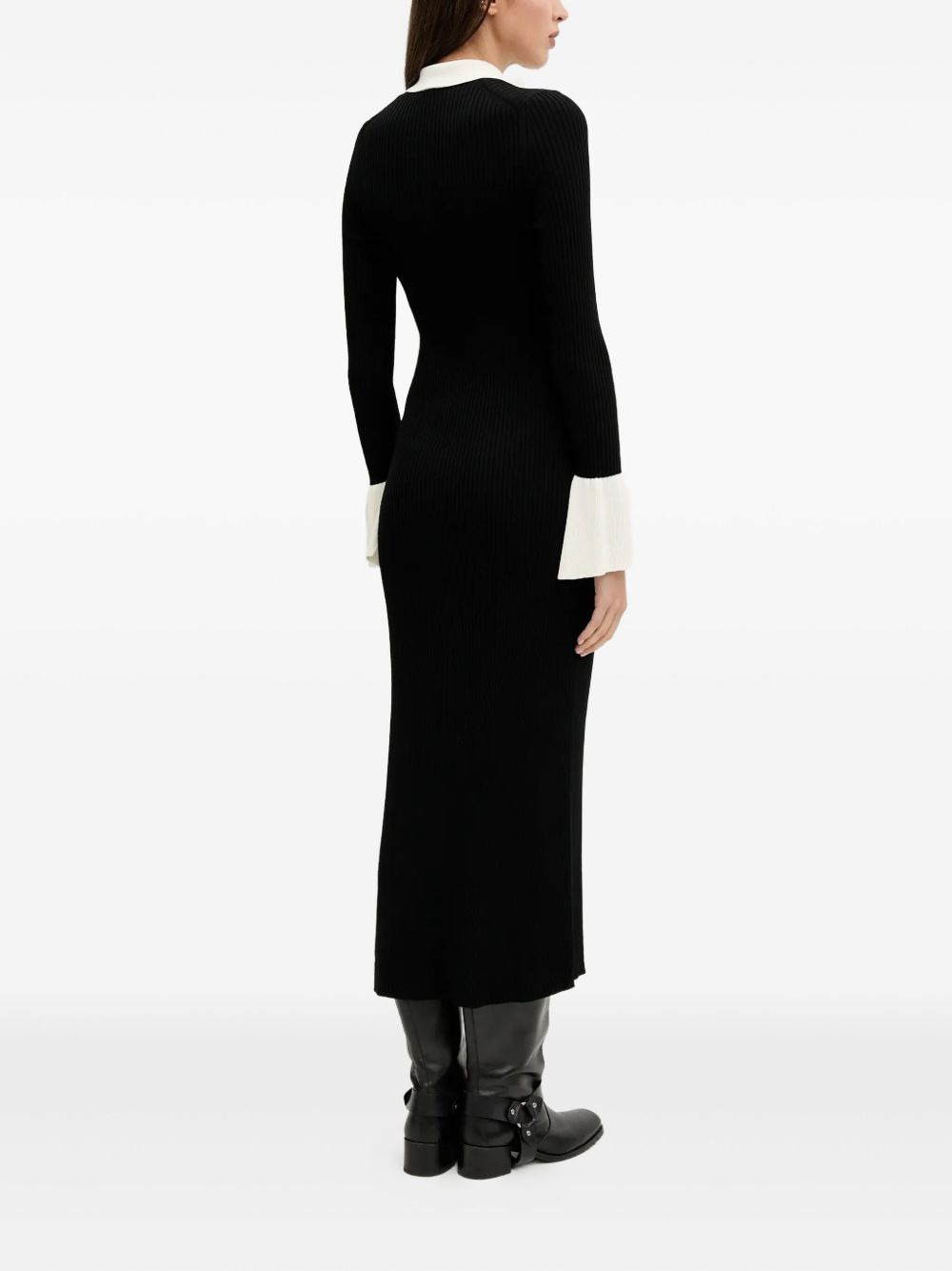 polo-neck ribbed-knit maxi dress - 4