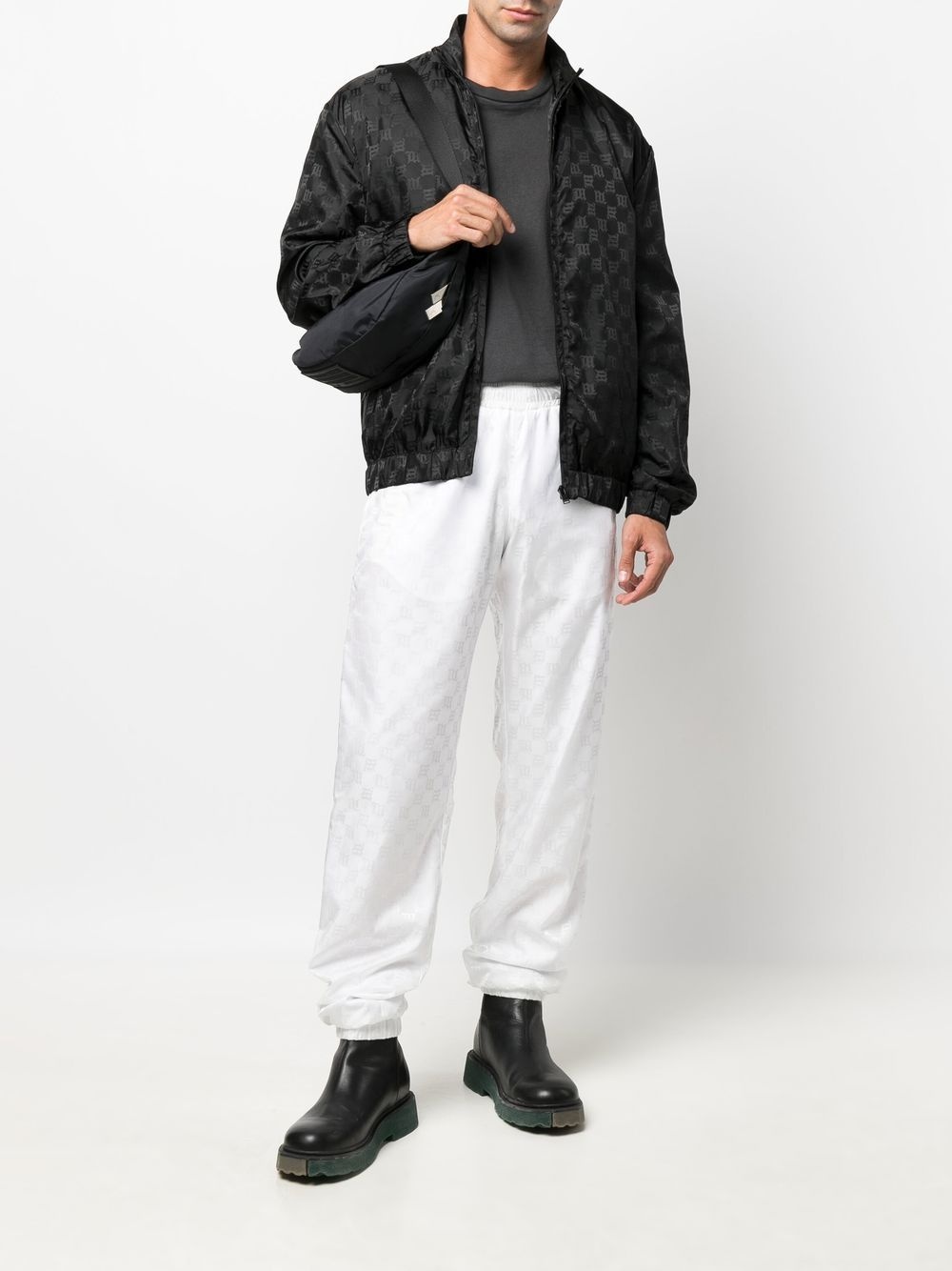 monogram-print zip-up sports jacket - 2
