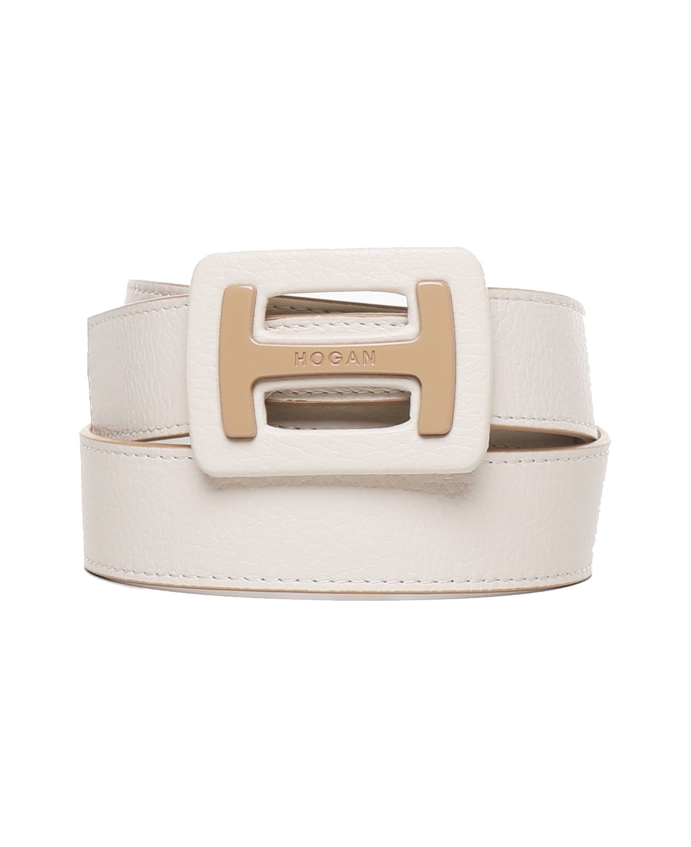 Belt With Logo In Hammered Leather - 1