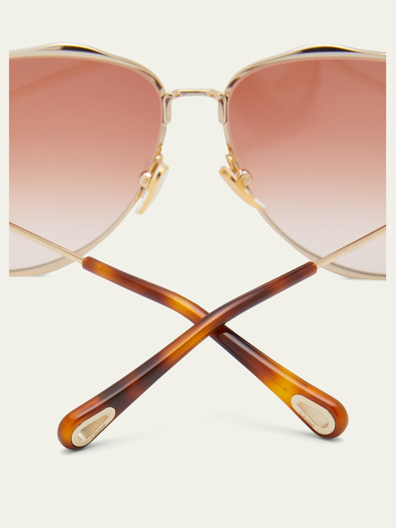 Golden Tortoiseshell Metal Aviator Sunglasses 4