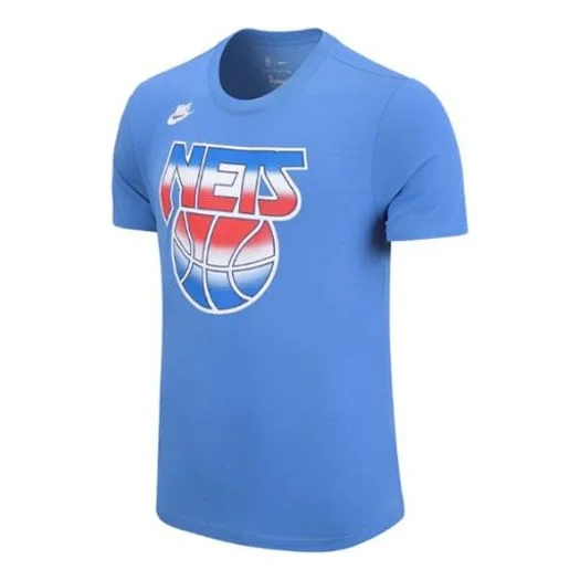 Men's Nike NBA Brooklyn Nets Printing Casual Pullover Short Sleeve Blue T-Shirt CT9920-402 - 1