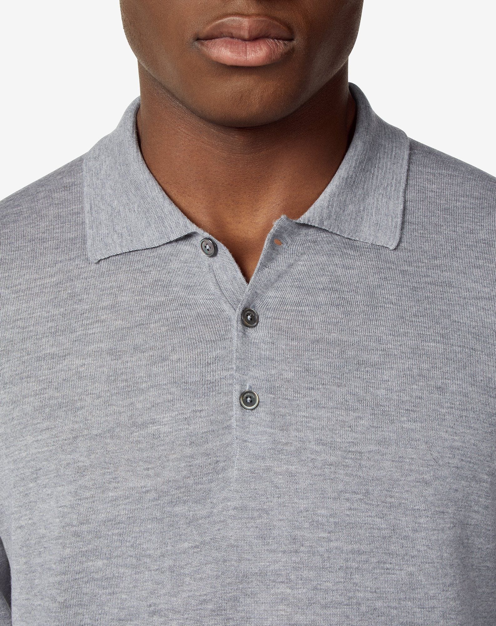 Grey ultra-light cotton polo shirt - 3