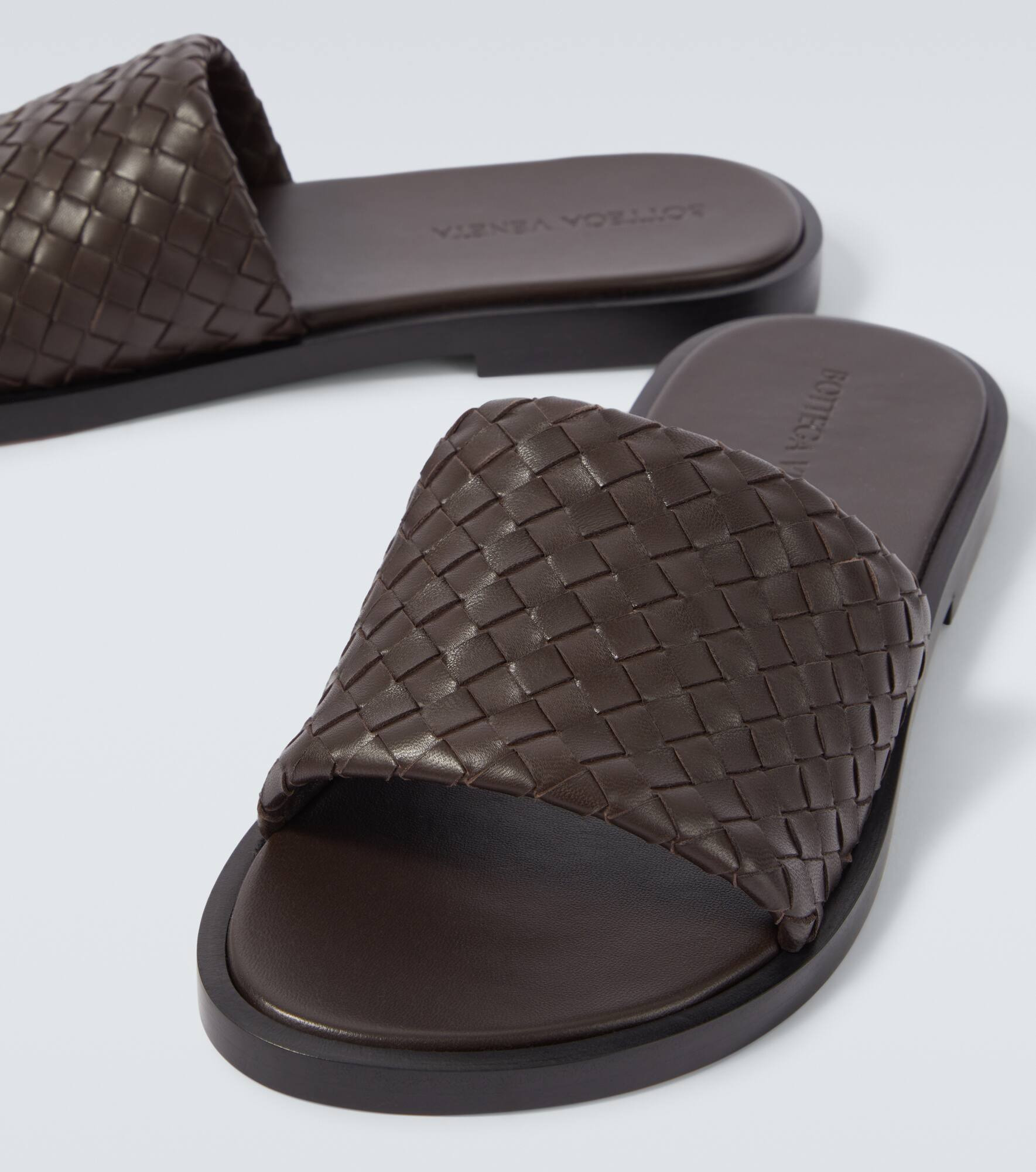 Elio Intrecciato leather slides - 3