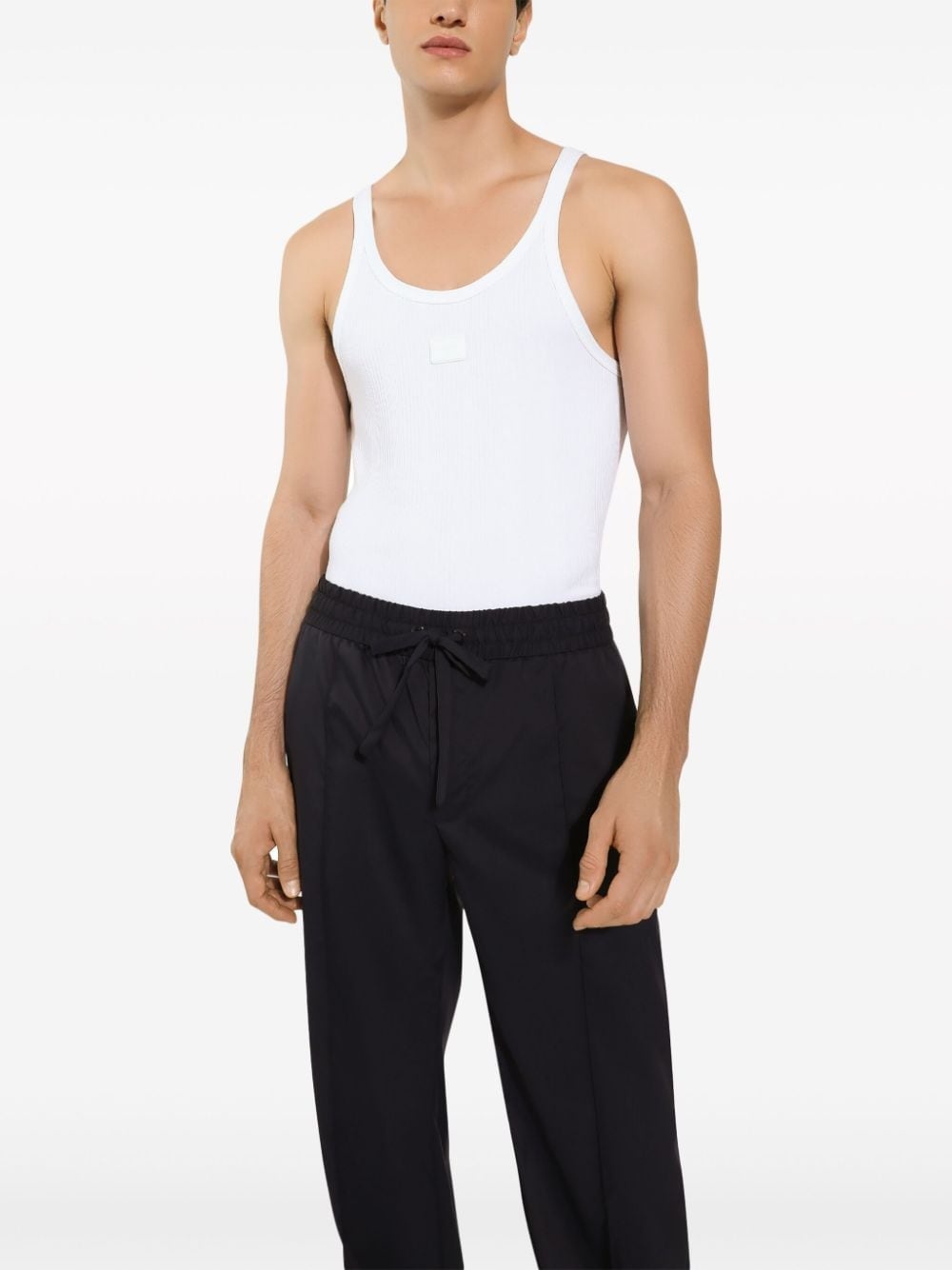logo-plaque ribbed tank top - 3