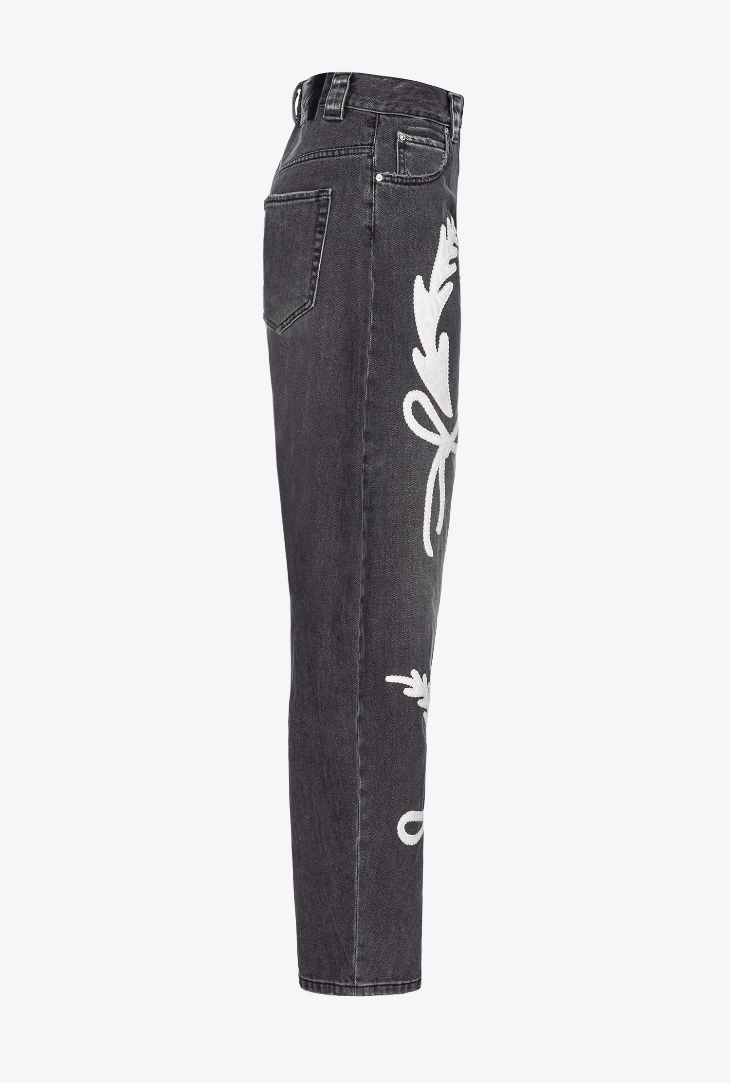 BLACK EGG-FIT JEANS WITH RODEO EMBROIDERY - 3