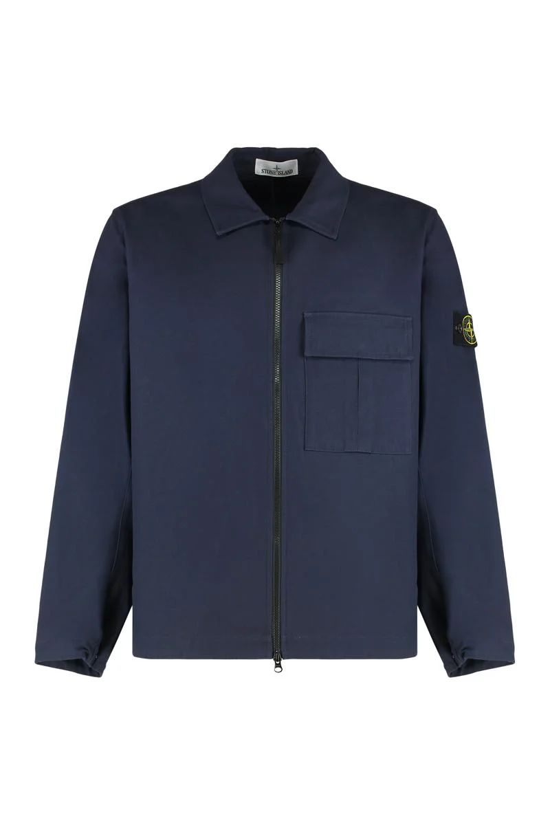 Stone Island Overshirt In Cotton Panama - 1