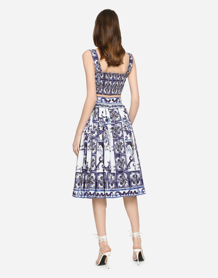 Majolica-print poplin top - 4