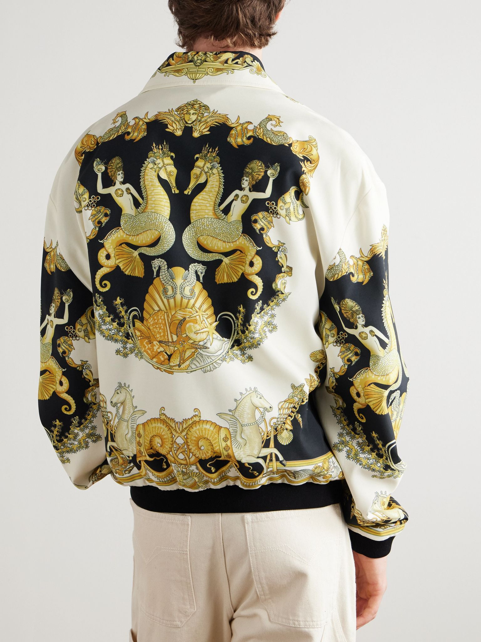 Printed Woven Blouson Jacket Ivory - 4