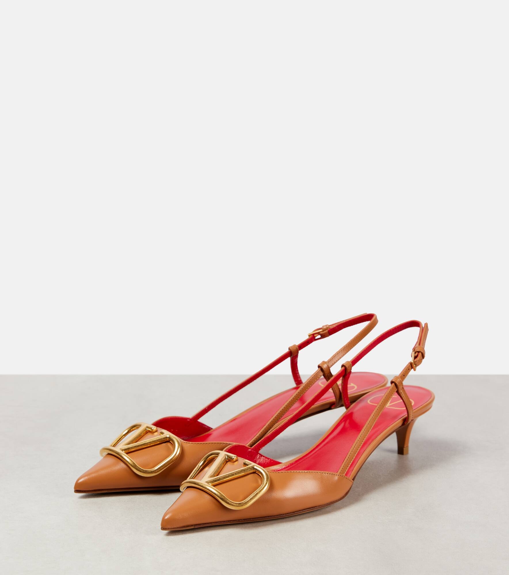 VLogo Signature 40 leather slingback pumps - 5