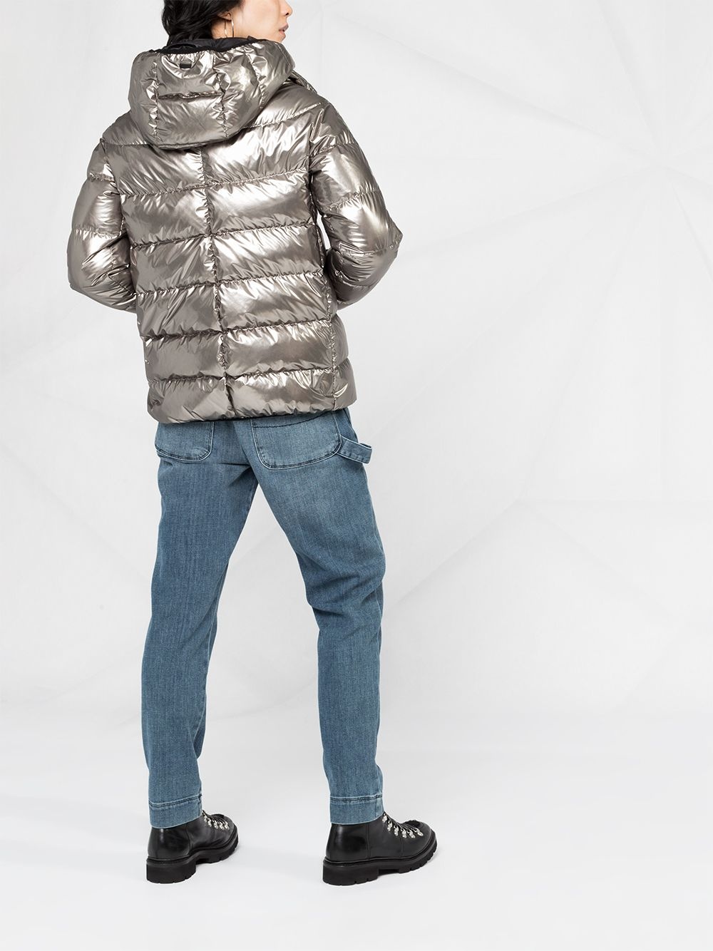 metallic effect puffer jacket - 6