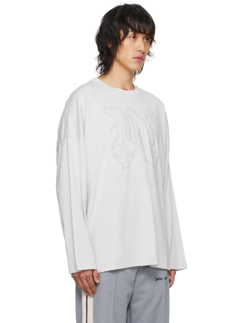 Gray Monogram Long Sleeve T-Shirt 2