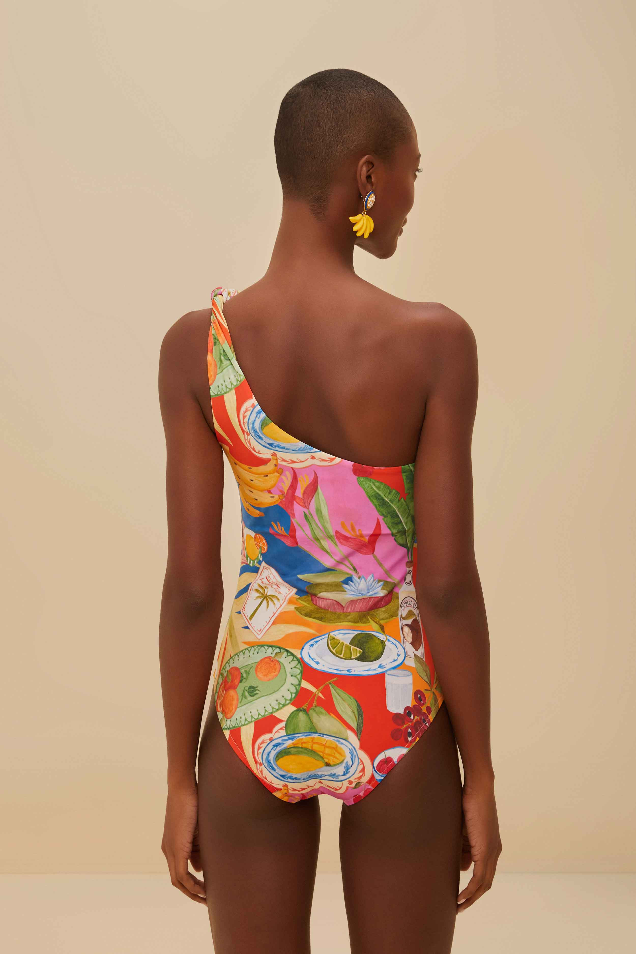 Multicolor Summer Picnic One-Piece Swimsuit - 3