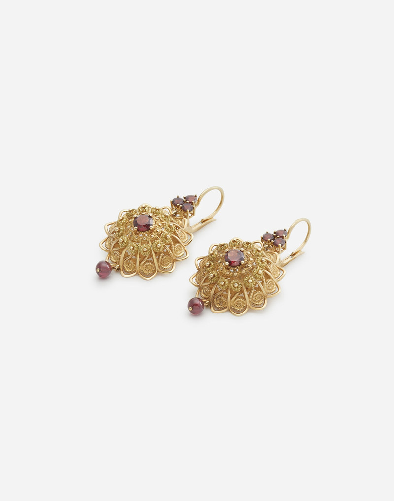 Dolce & Gabbana Pizzo earrings in yellow gold and rhodolite garnets outlook