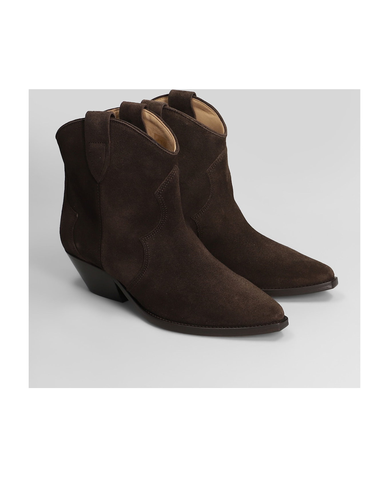 Dewina Texan Ankle Boots In Brown Suede - 2