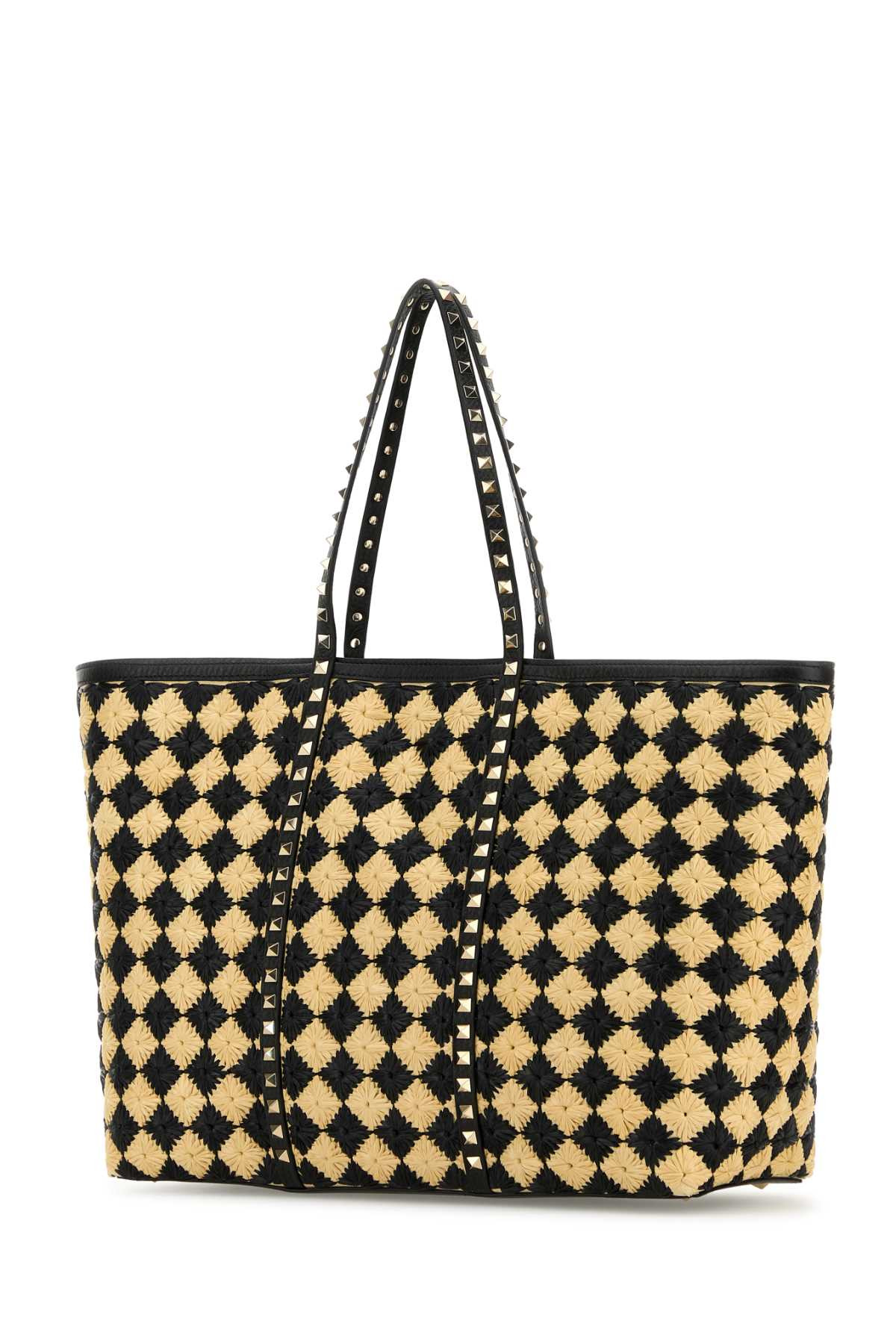 Valentino Garavani Women Embroidered Raffia Rockstud Shopping Bag - 2